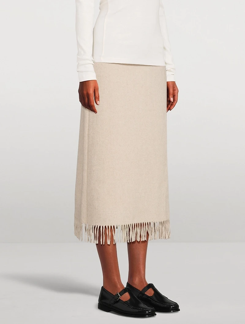 Ciarra Fringe-Trimmed Midi Skirt