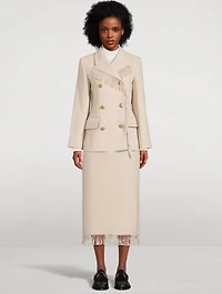 Ciarra Fringe-Trimmed Midi Skirt