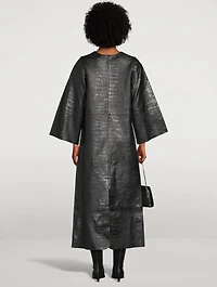 Cebello Croc-Embossed Leather Midi Dress