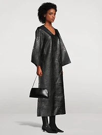 Cebello Croc-Embossed Leather Midi Dress