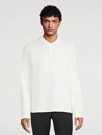 Double-Knit Piqué Long-Sleeve Polo Shirt