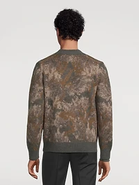 Alpaca And Merino Cardigan Abstract Floral Print