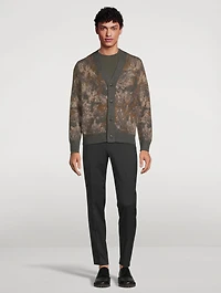 Alpaca And Merino Cardigan Abstract Floral Print