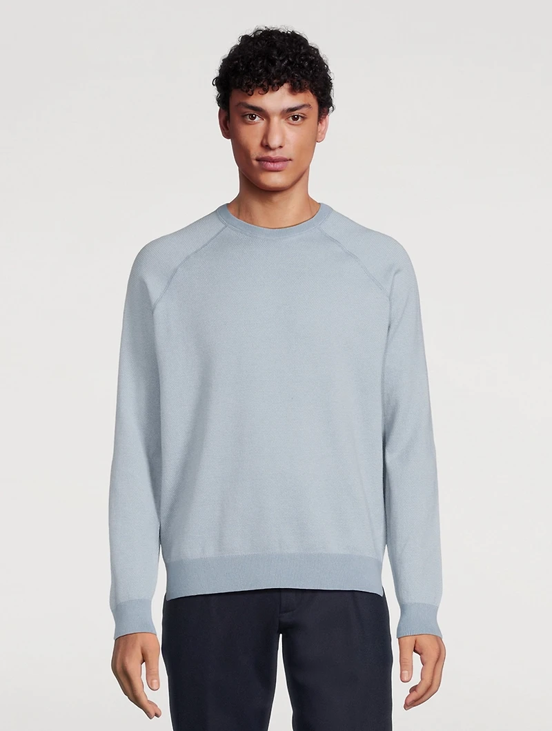 Wool And Cotton Birdseye Raglan Sweater