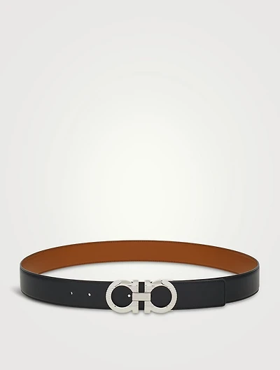 Gancini Leather Reversible Belt