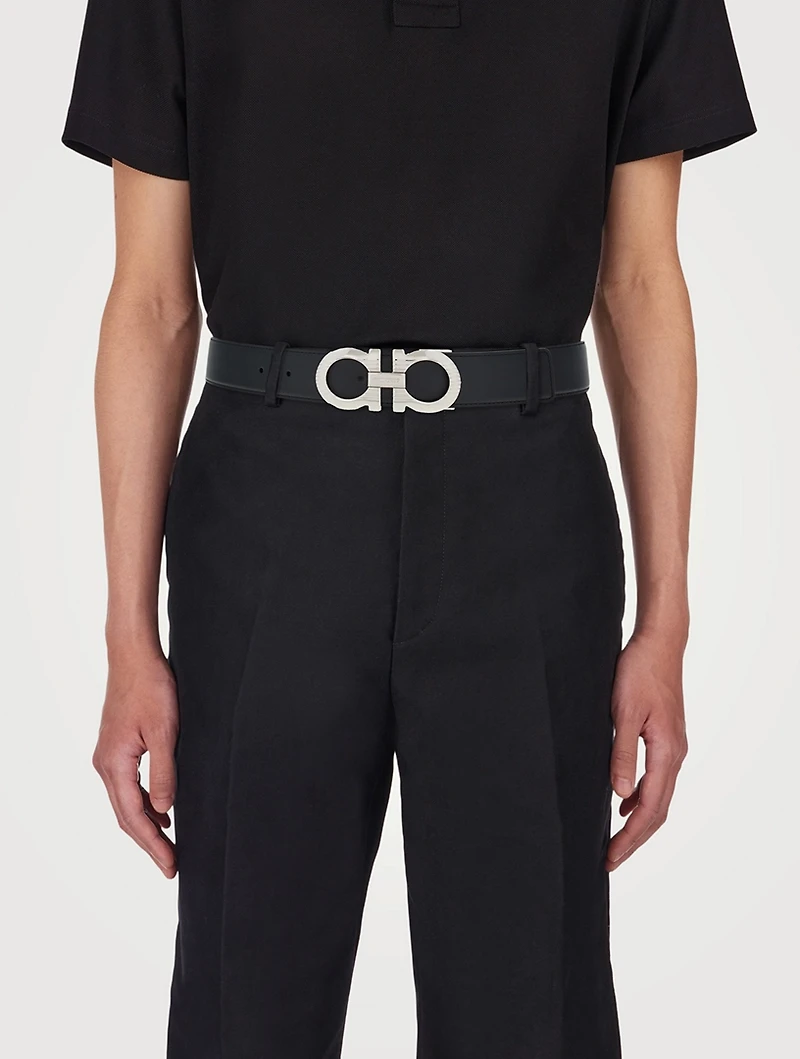 Gancini Leather Reversible Belt