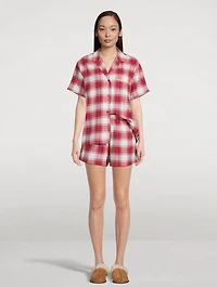 Flannel Short Pajama Set Plaid Print