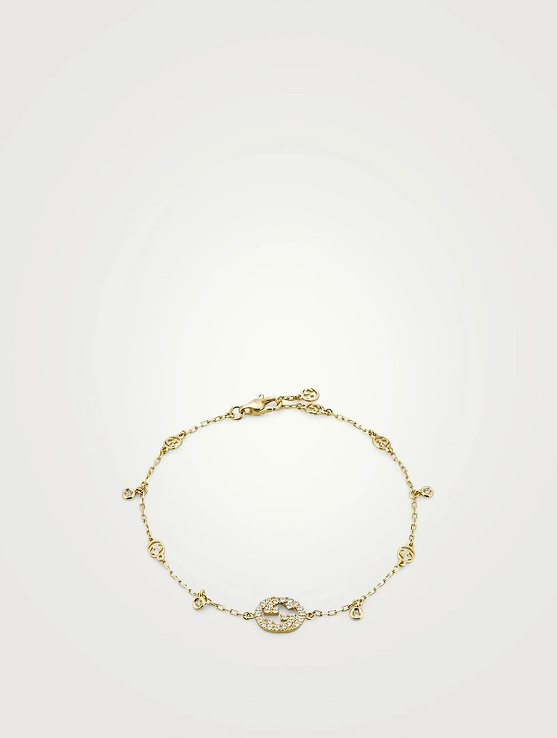 Interlocking G 18K Gold Diamond Bracelet