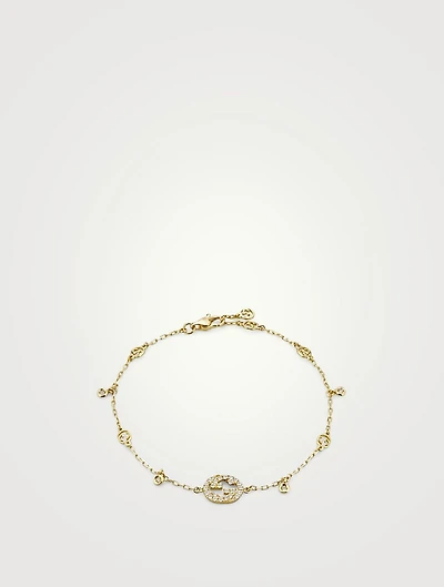Interlocking G 18K Gold Diamond Bracelet