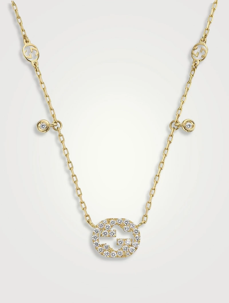 Interlocking G 18K Gold Diamond Necklace