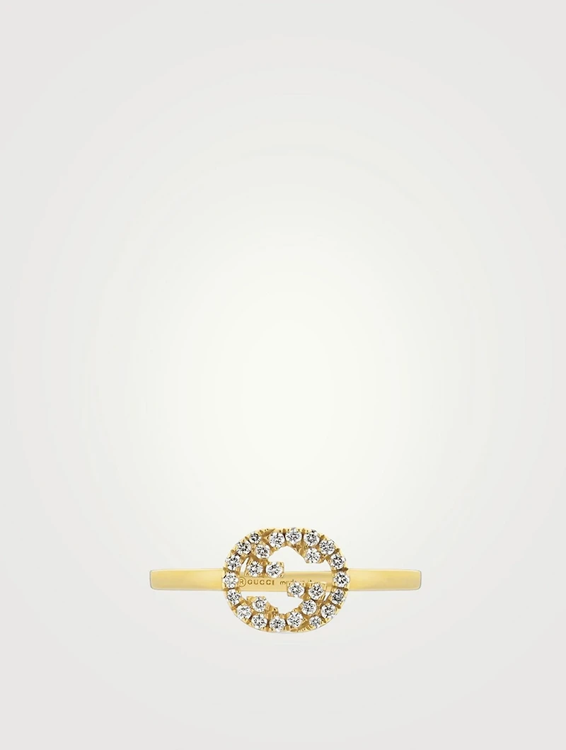 Interlocking G 18K Gold Diamond Ring