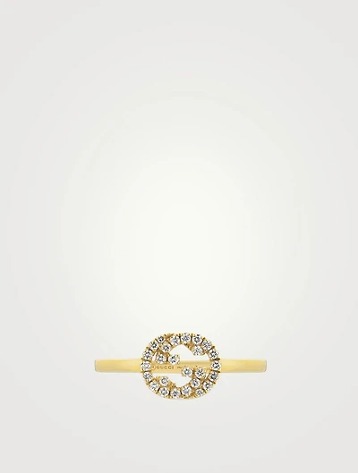 Interlocking G 18K Gold Diamond Ring