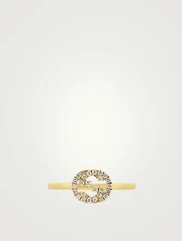 Interlocking G 18K Gold Diamond Ring
