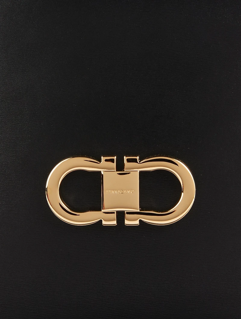 Mini Double Gancini Leather Tote Bag