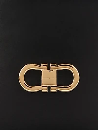 Mini Double Gancini Leather Tote Bag