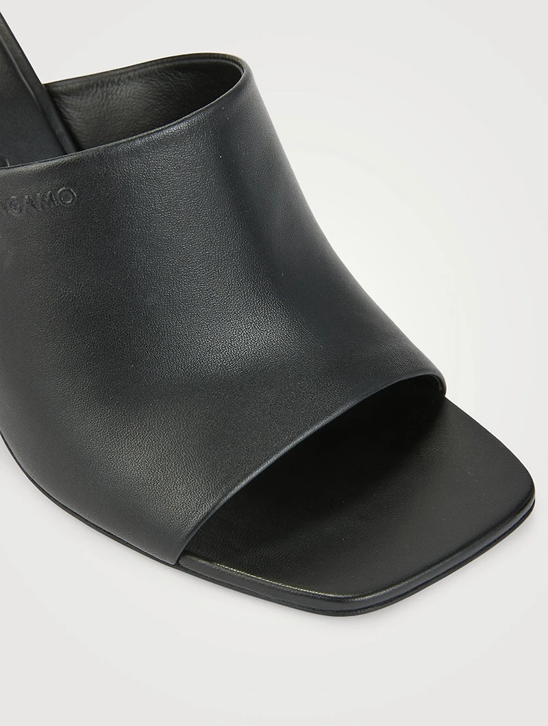 Sculpted-Heel Leather Mules