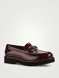 Leather Lug-Sole Loafers