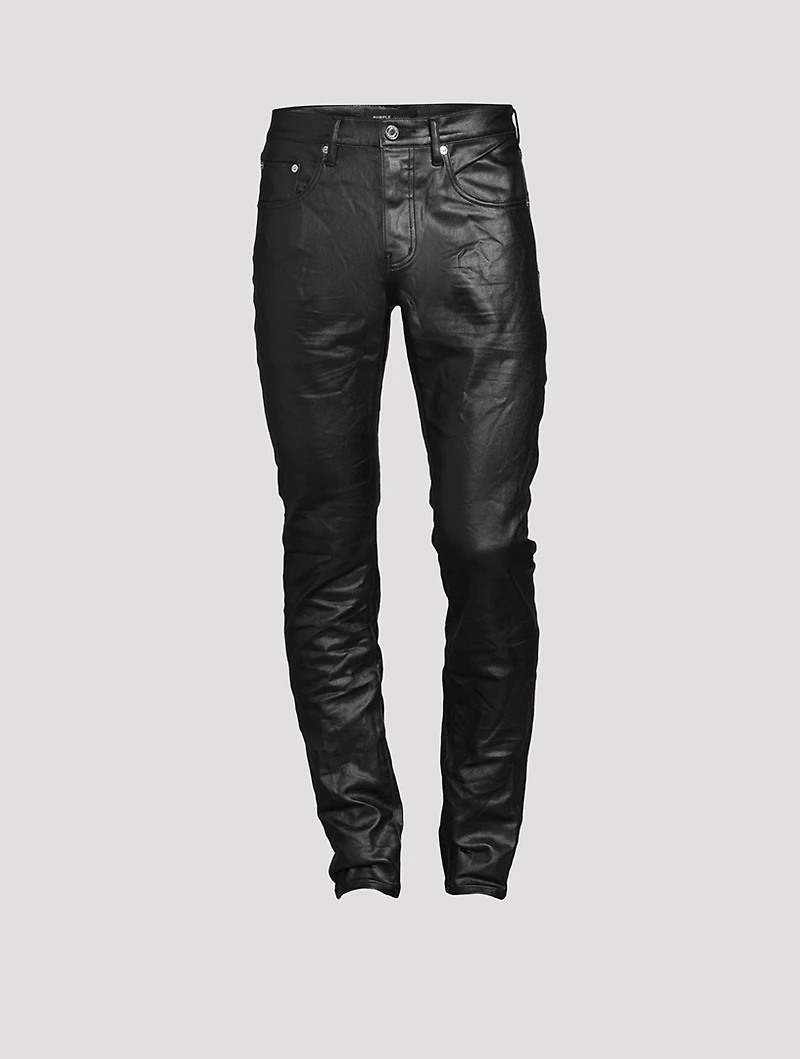 Patent Film Slim-Fit Pants