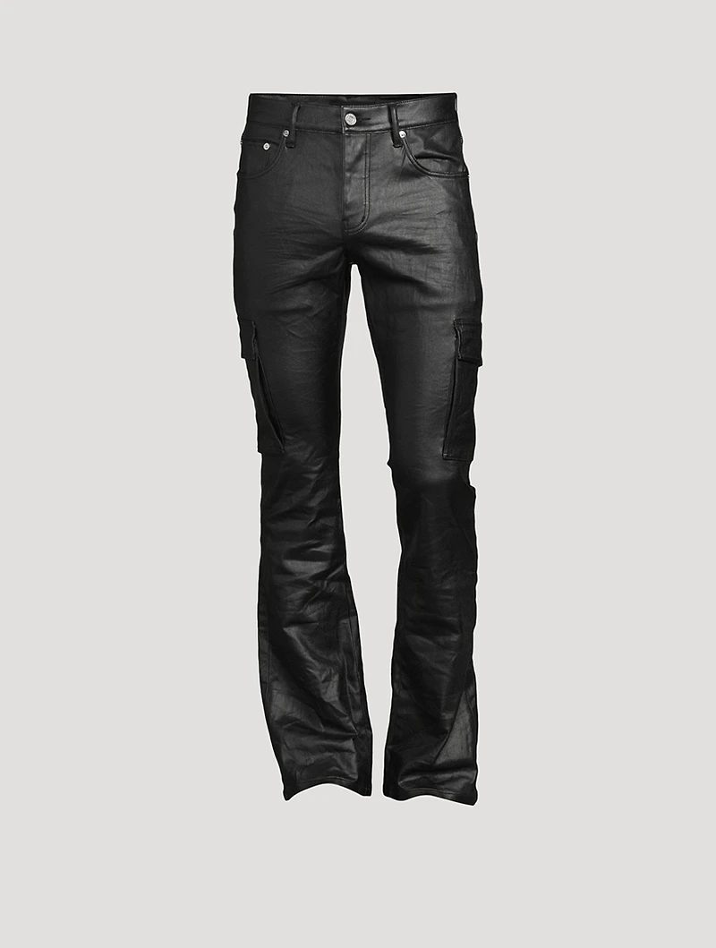 Patent Film Cargo Jeans