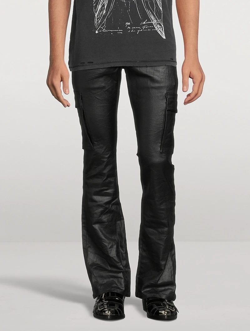 Patent Film Cargo Jeans