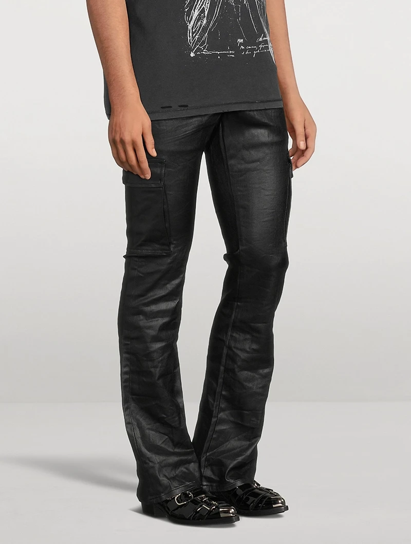 Patent Film Cargo Jeans