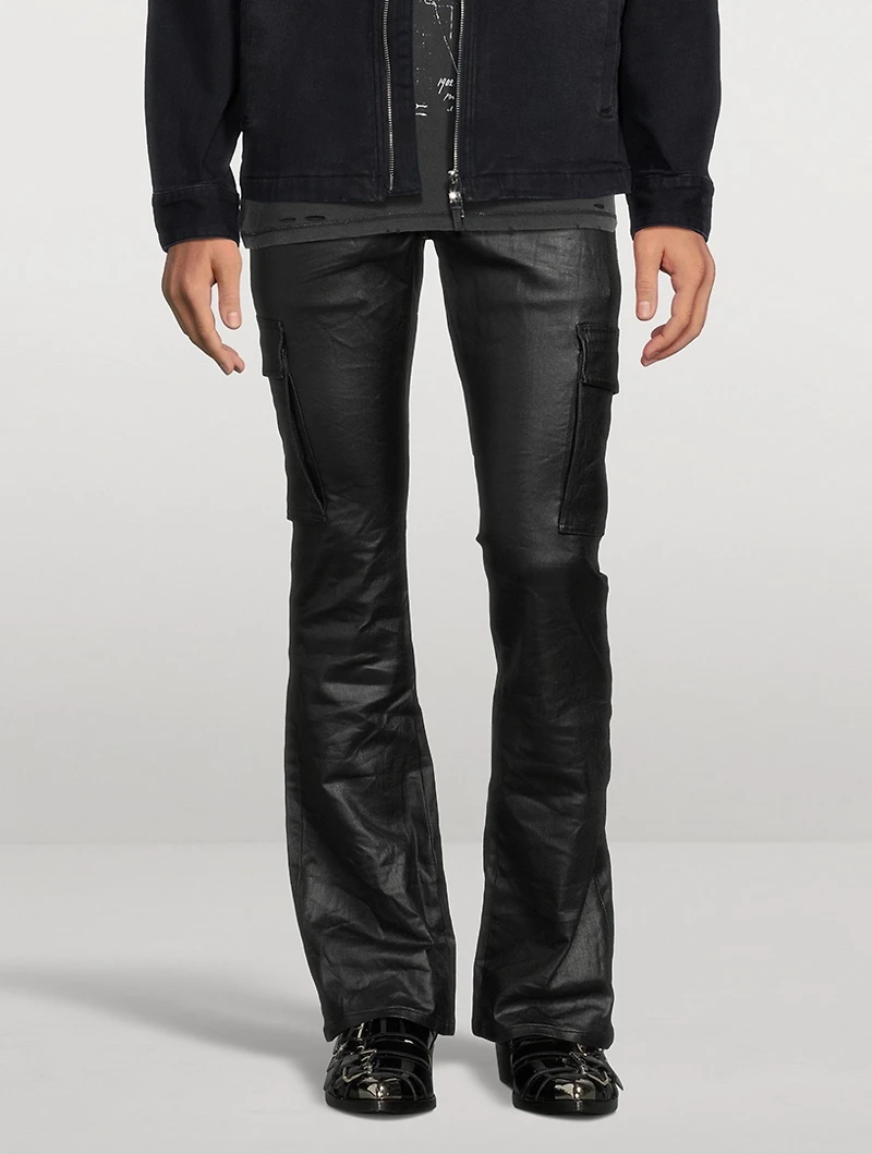 Patent Film Cargo Jeans