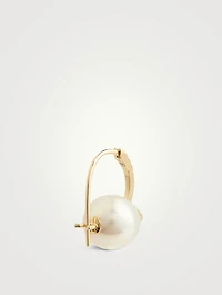 14K Gold Pavé Diamond Evil Eye Pearl Bead Earrings