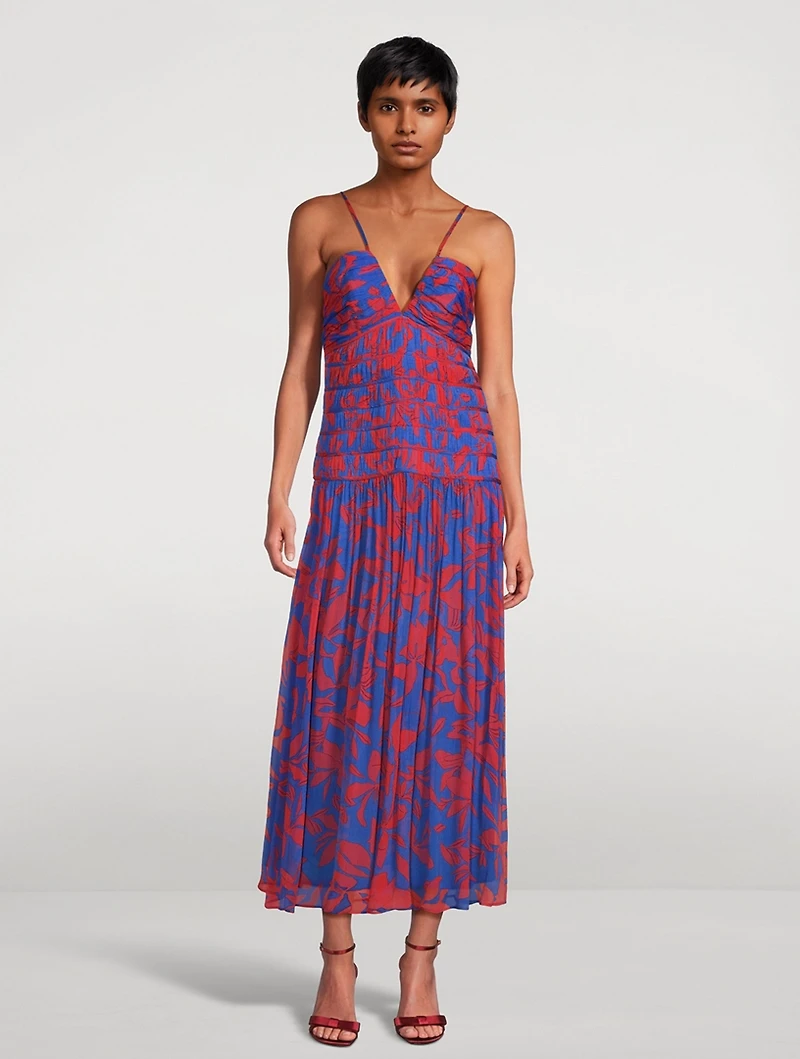 Flore Ruched Midi Dress Print