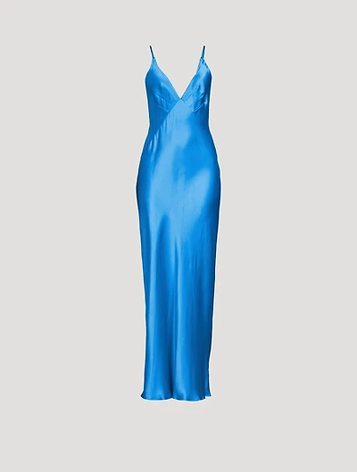 Ciel Silk Plunged Slip Maxi Dress