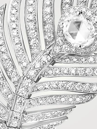 Large Plume De Paon 18K White Gold Ring With Diamonds