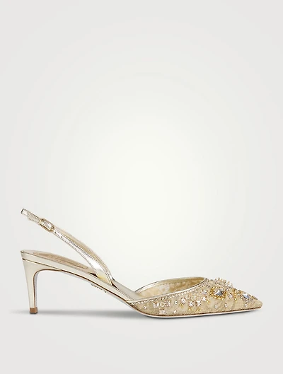 Aretha Crystal Lace Slingback Pumps