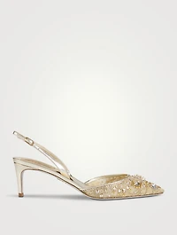 Aretha Crystal Lace Slingback Pumps