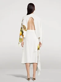Asymmetric Cady Dress Persimmon Print