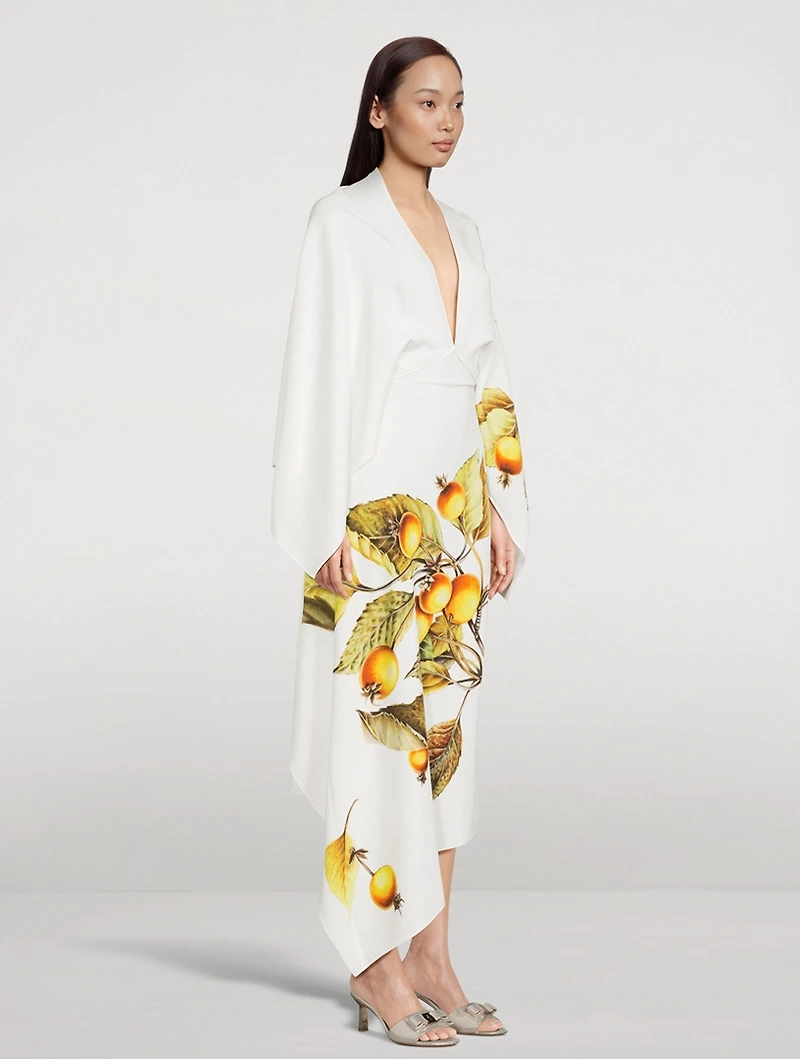 Asymmetric Cady Dress Persimmon Print