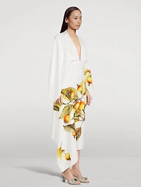 Asymmetric Cady Dress Persimmon Print