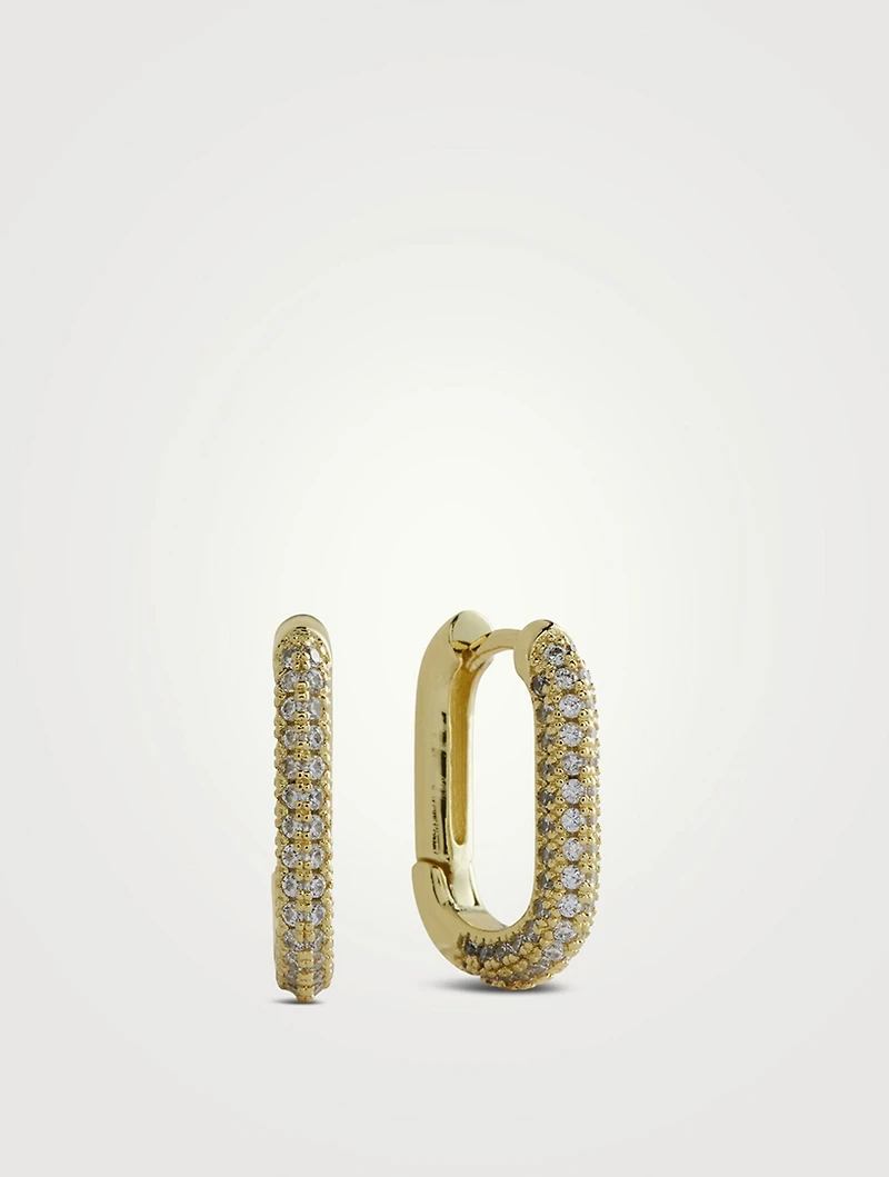 Pavé Chain Link Huggie Hoop Earrings