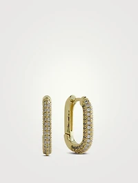Pavé Chain Link Huggie Hoop Earrings