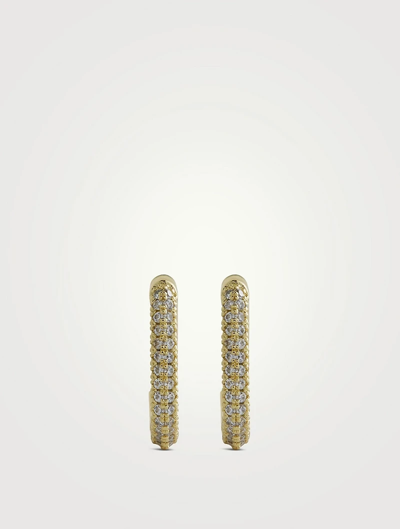 Pavé Chain Link Huggie Hoop Earrings