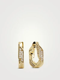 Pavé Cuban Link Hoop Earrings