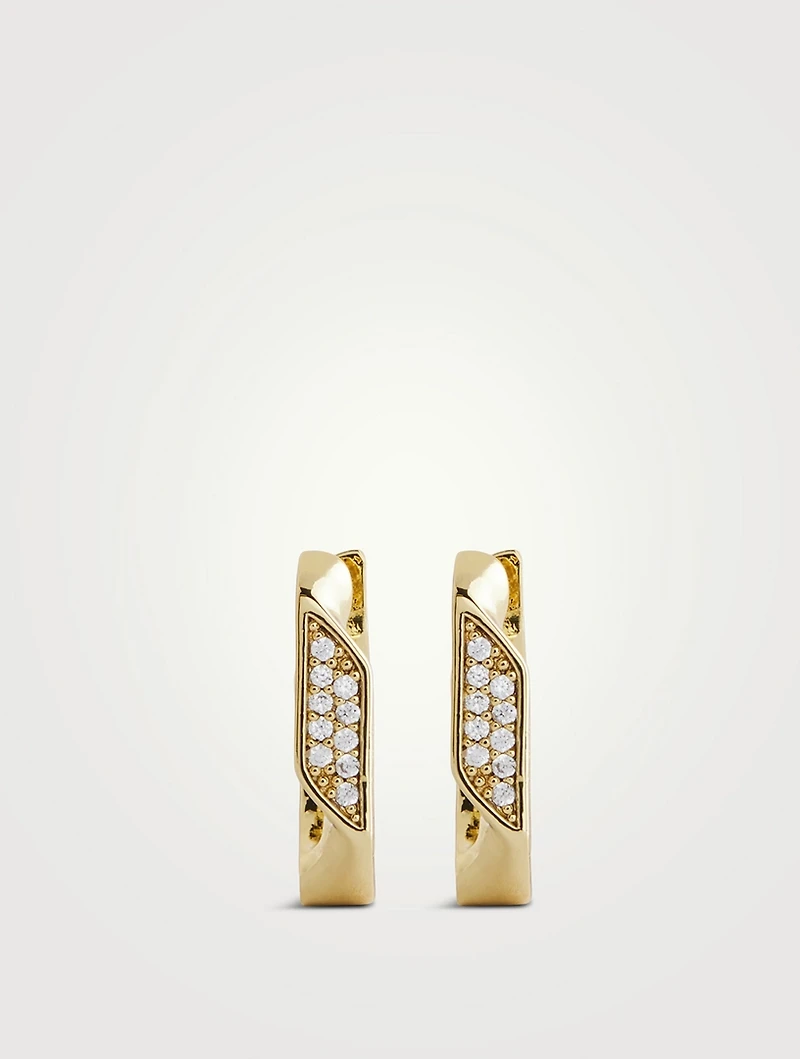 Pavé Cuban Link Hoop Earrings