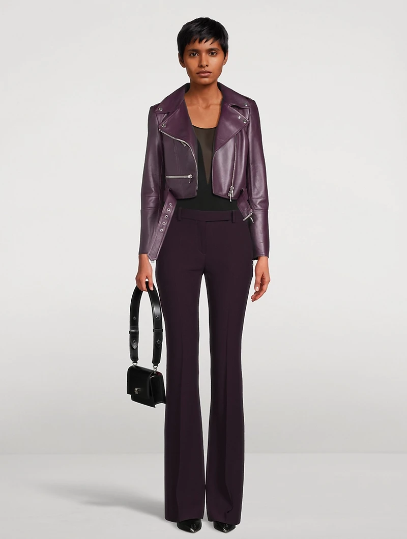 Cropped Leather Biker Jacket
