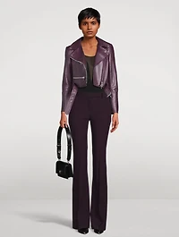 Cropped Leather Biker Jacket