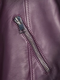 Cropped Leather Biker Jacket