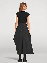 Asymmetric Polyfaille Midi Dress