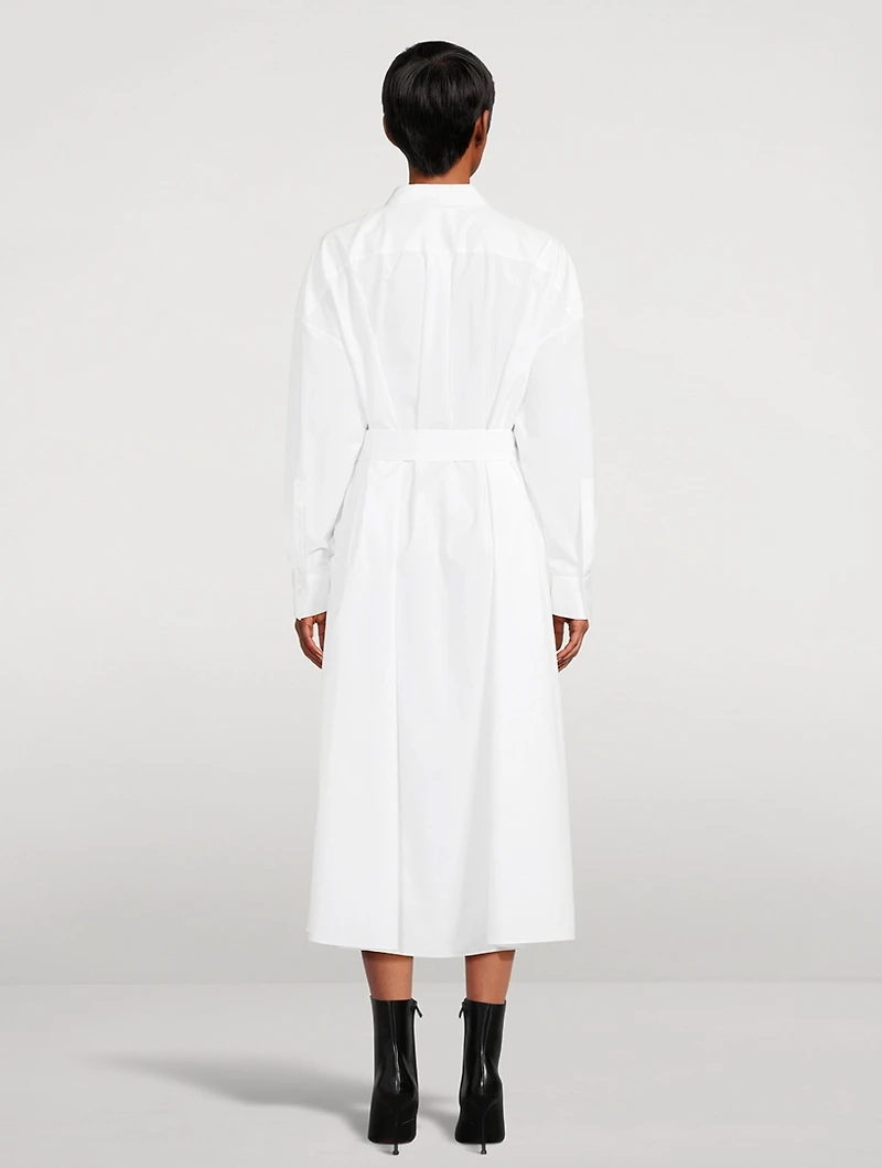 Belted Poplin Shirt Dress Orchid Print