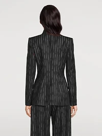 Double-Breasted Blazer Broken Stripe Print