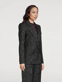 Double-Breasted Blazer Broken Stripe Print