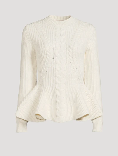 Cable-Knit Peplum Sweater
