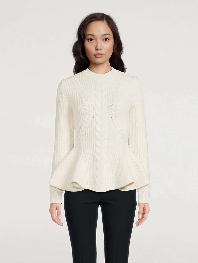 Cable-Knit Peplum Sweater