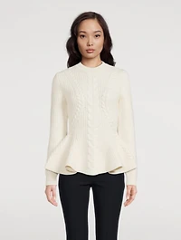 Cable-Knit Peplum Sweater